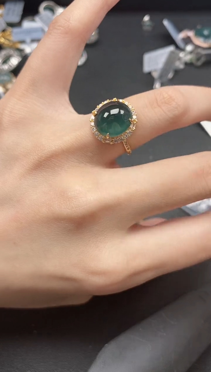 翡翠戒指银S925镶嵌51511