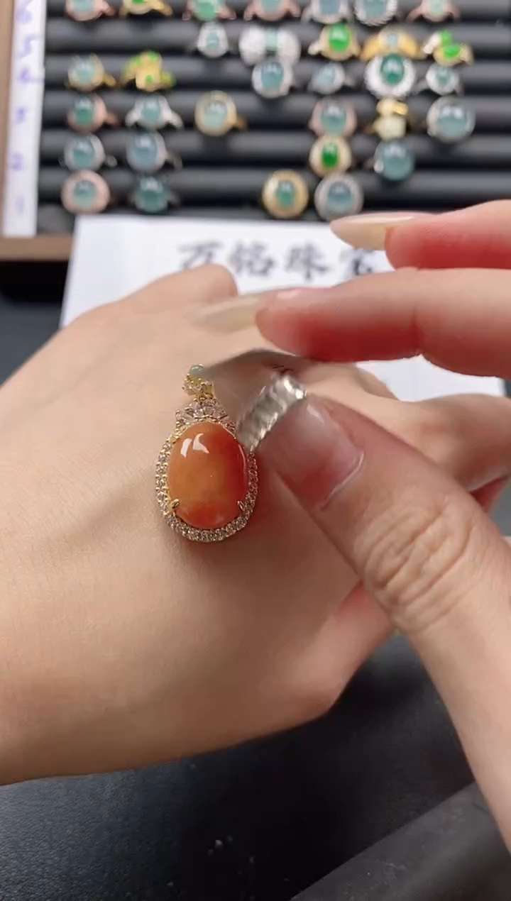 银S925镶嵌戒指翡翠51511