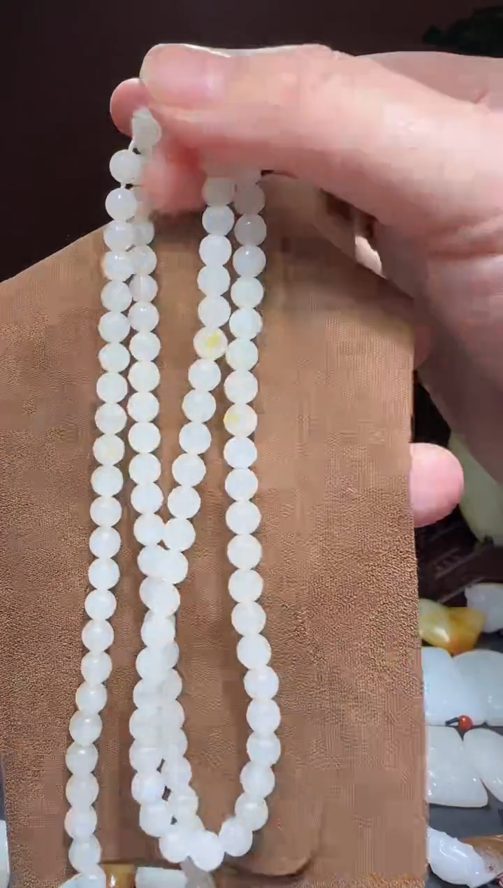 【闪购商品】和田玉玉链未镶嵌6mm圆珠链（108颗）