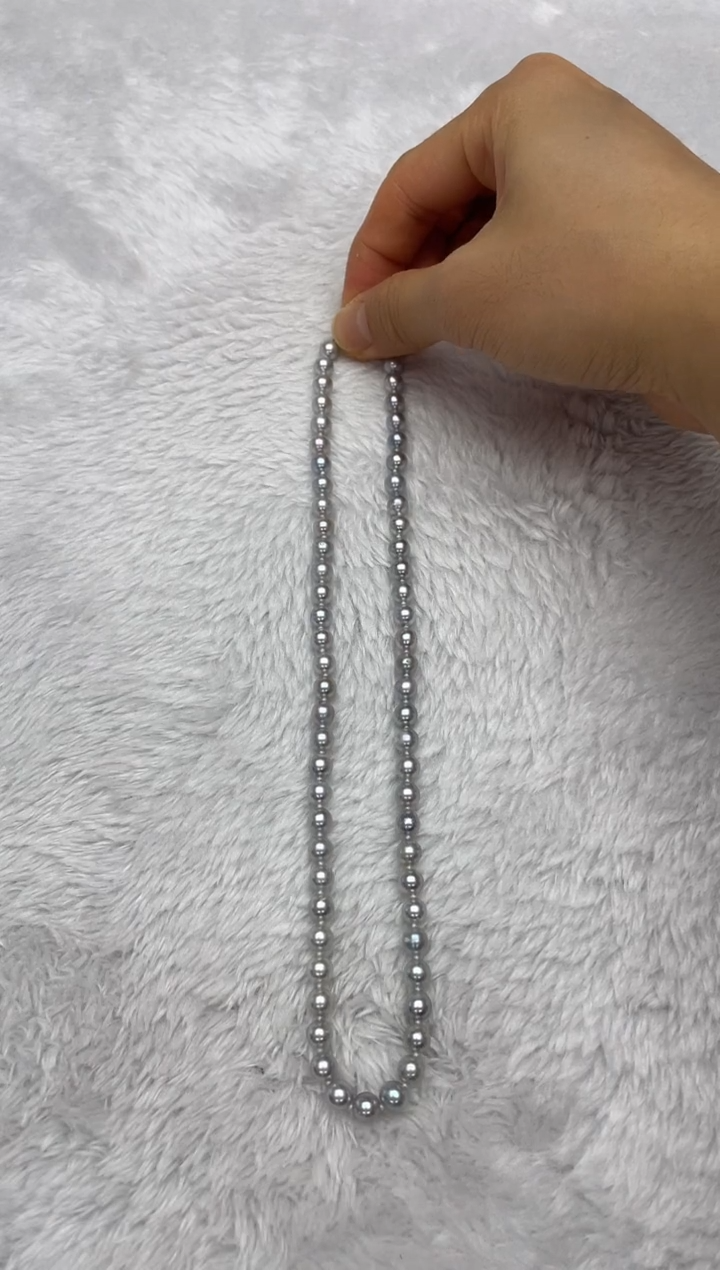 项链银S925镶嵌海水珍珠AK真多麻6-6.5mm