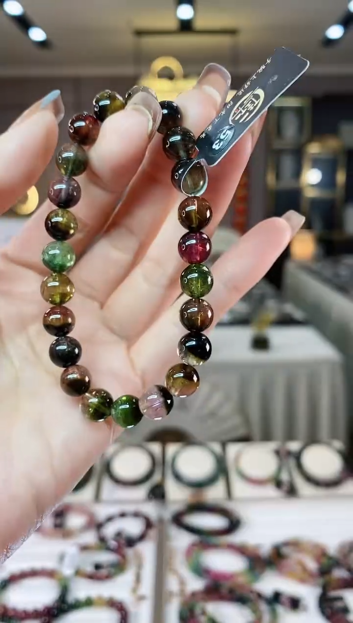 【闪购商品】碧玺西瓜单圈手串8mm+未镶嵌一物一证dan