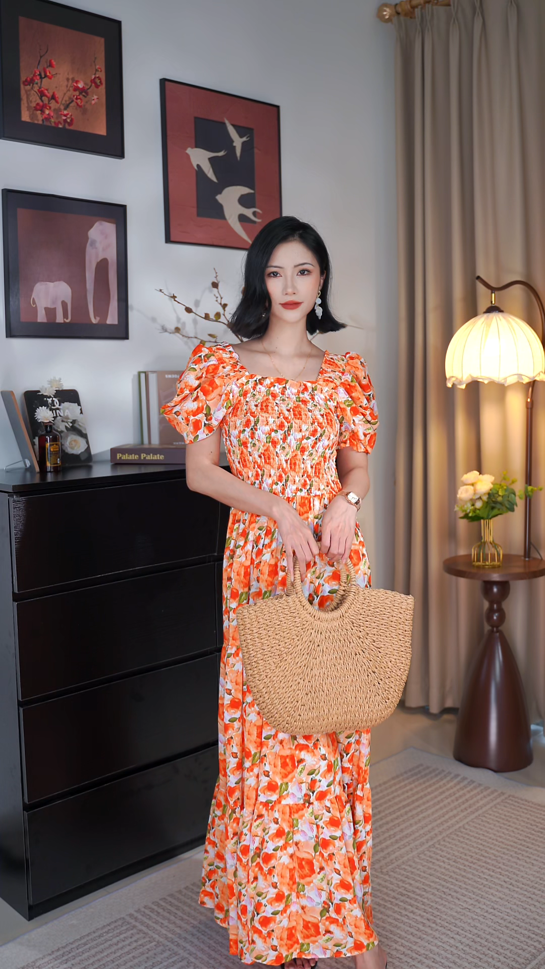 【801】法式一字肩修身海边沙滩长款碎花夏季薄款女士连衣裙