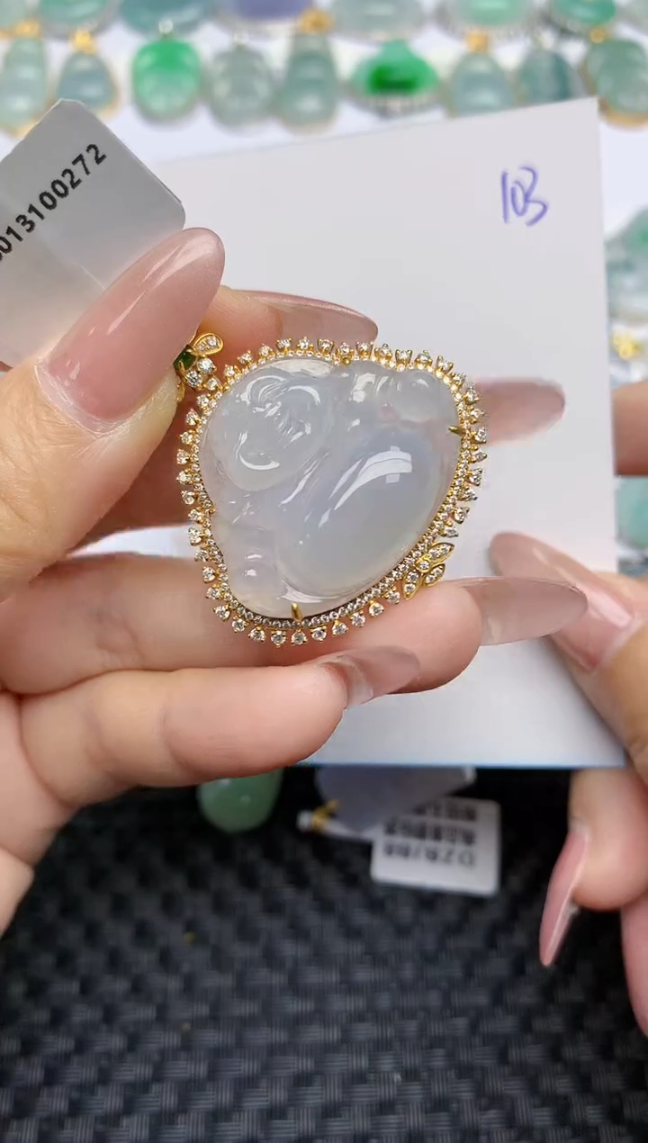 【闪购商品】翡翠颈饰18K金镶嵌天然A货翡翠 103