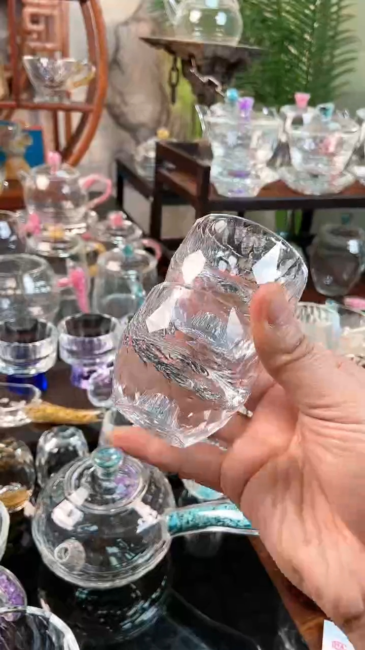 【闪购商品】玺宴新款水晶大多面茶碗绿松石2个装