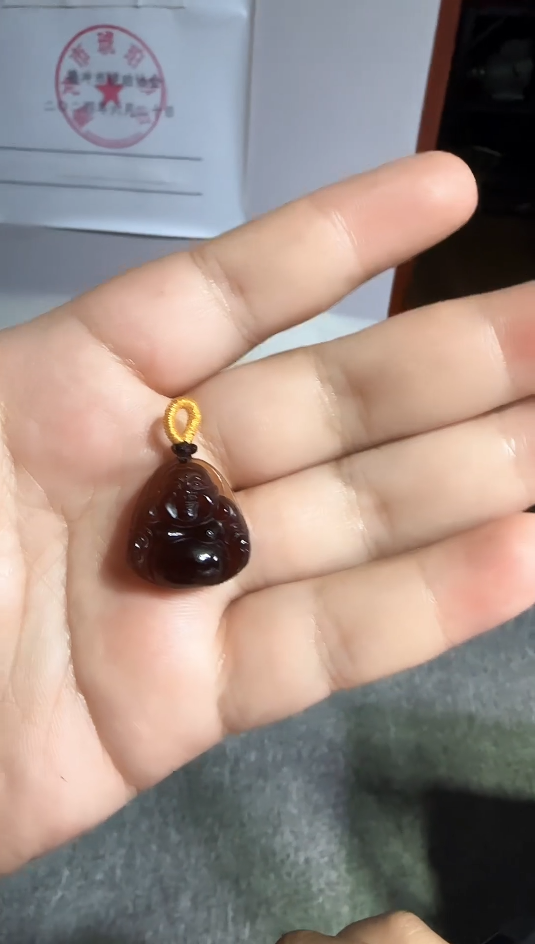 琥珀颈饰未镶嵌@70微瑕缅甸琥珀紫罗兰佛公吊坠