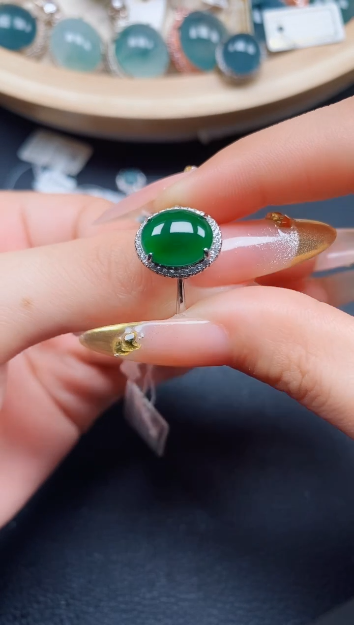 【闪购商品】翡翠戒指银S925镶嵌翡翠