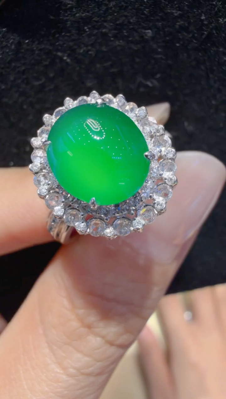18K金镶嵌戒指翡翠多样性团购发一件