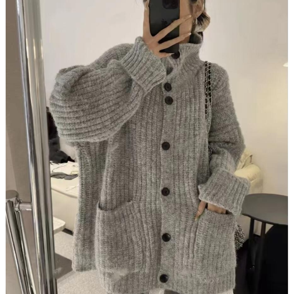 慵懒风开衫毛衣女装2025新款秋冬季宽松中长款遮屁股早秋chic上衣
