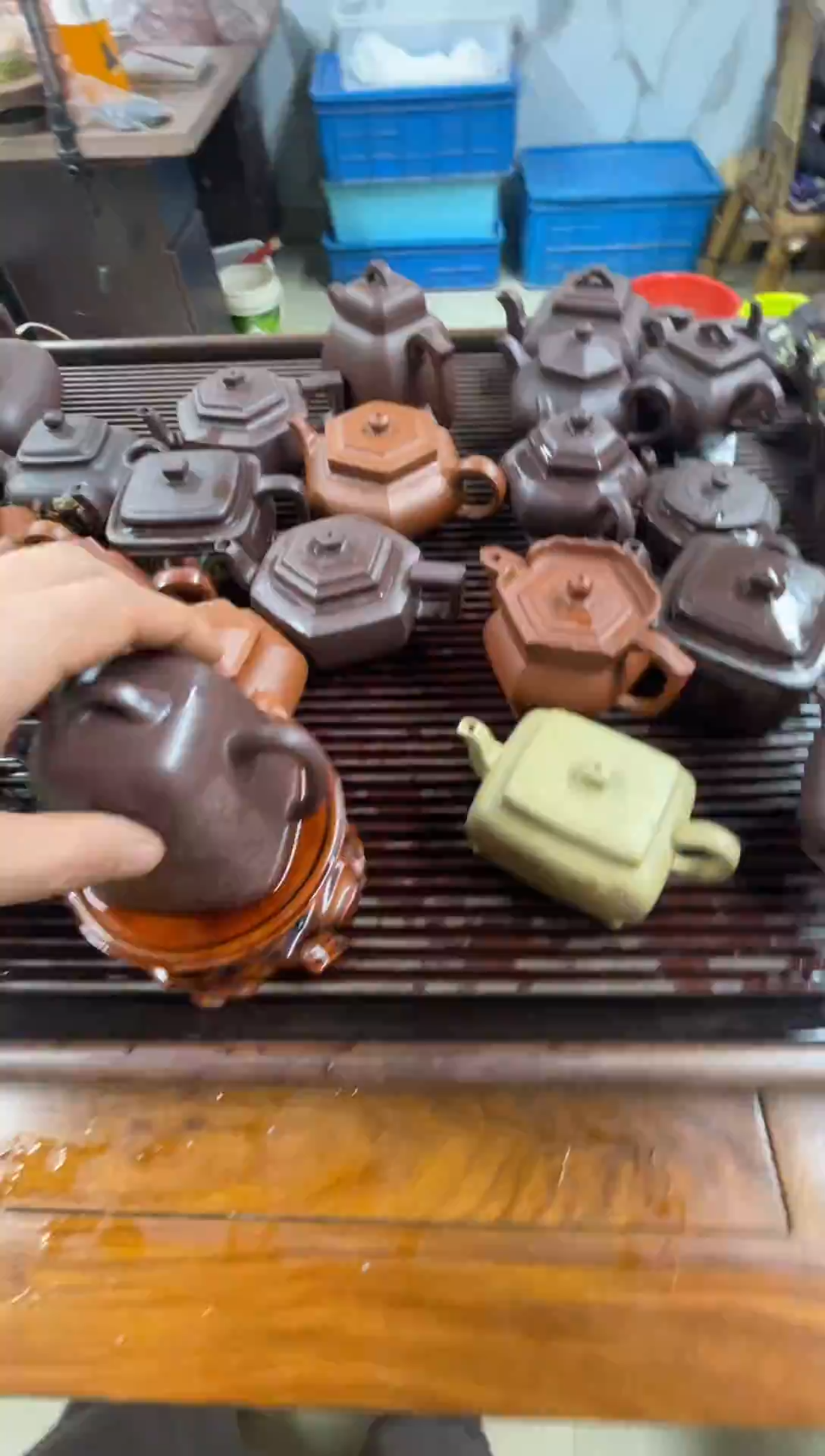 茶壶紫砂行*长口四方刻字