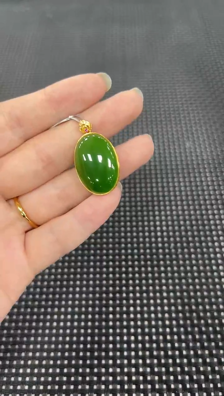 和田玉18K金镶嵌颈饰（多样性发一件）