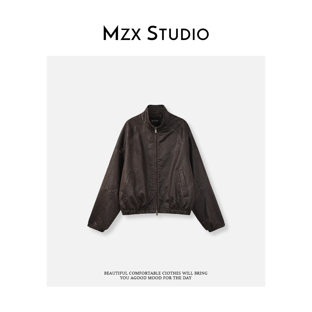 MZX 做旧蜡感百搭皮衣外套 WT9237-R