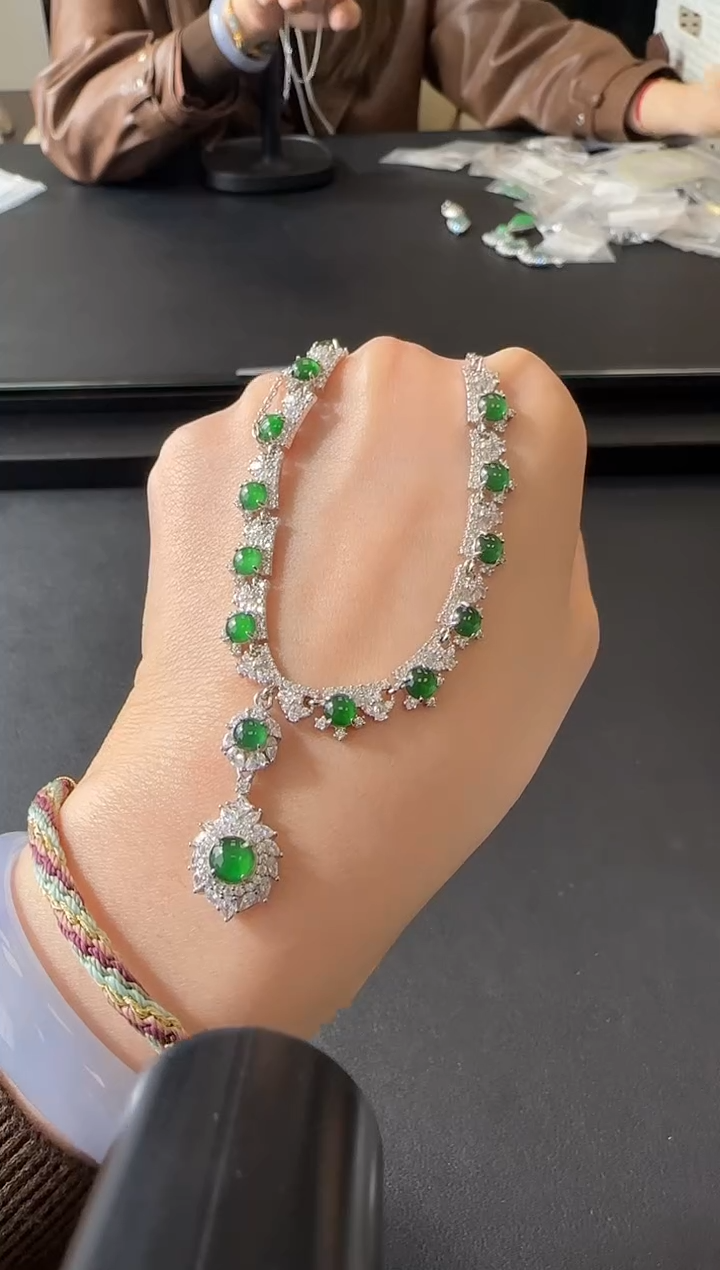 【闪购商品】翡翠项链银S925镶嵌没有鉴赏期