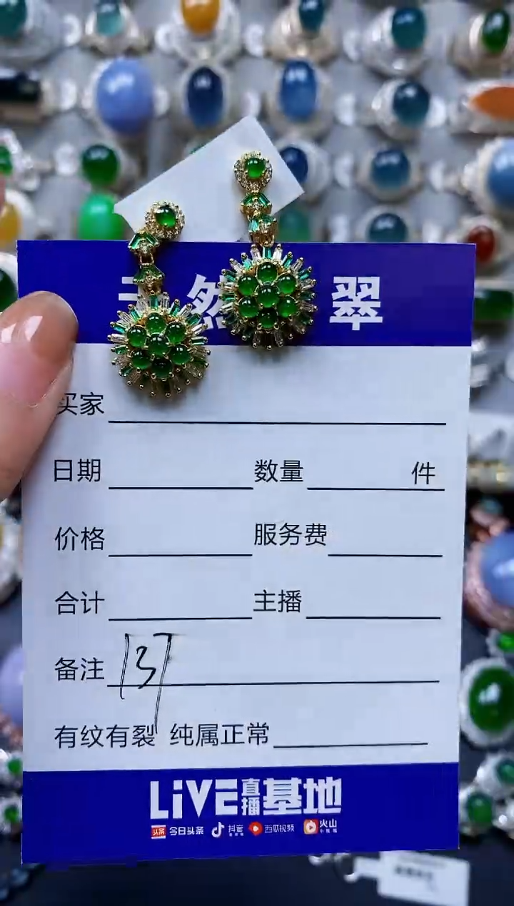 【闪购商品】翡翠耳饰银S925镶嵌0137