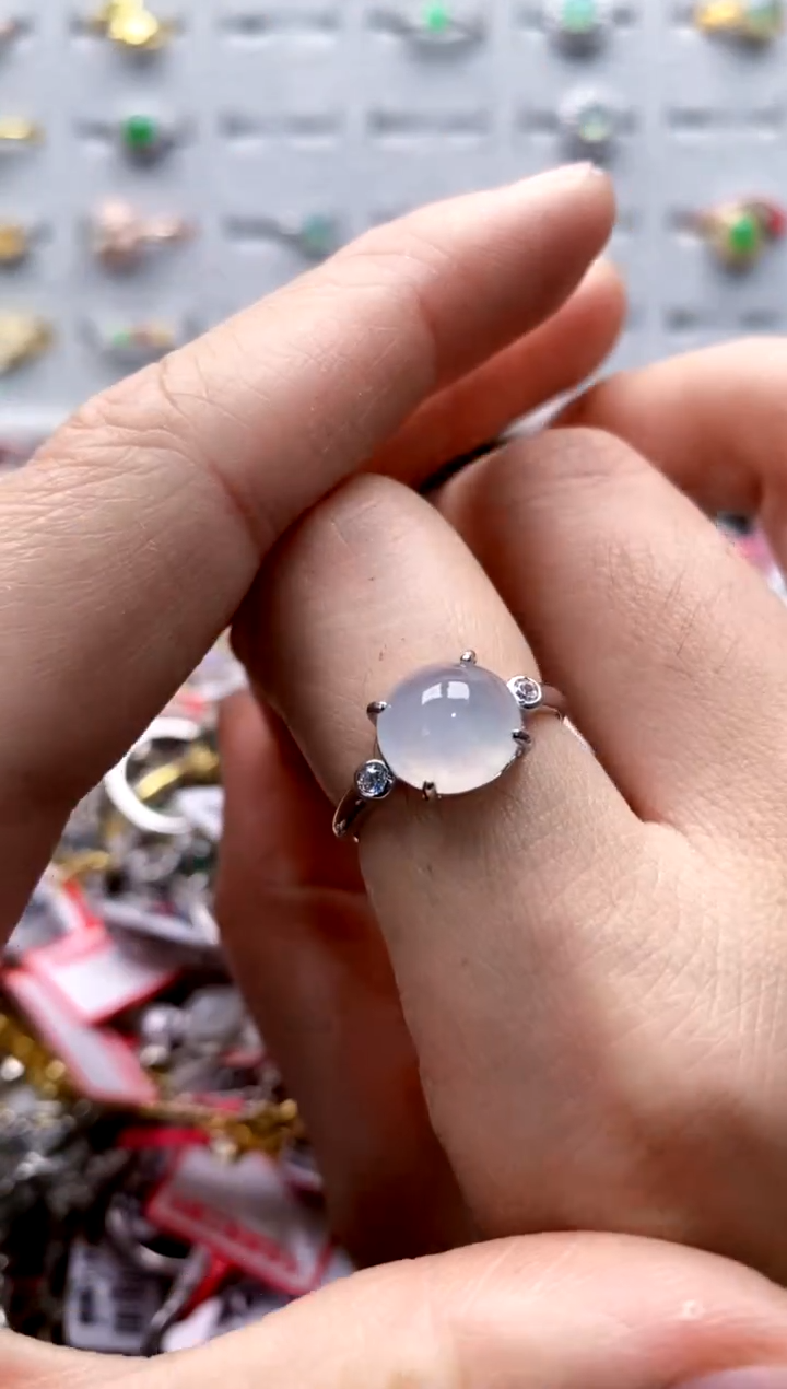 翡翠戒指银S925镶嵌99999---1