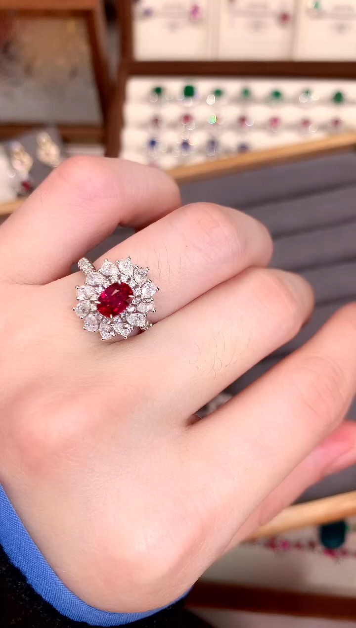 【闪购商品】红宝石戒指18K金镶嵌1.04ct/天然宝石/七天无理由
