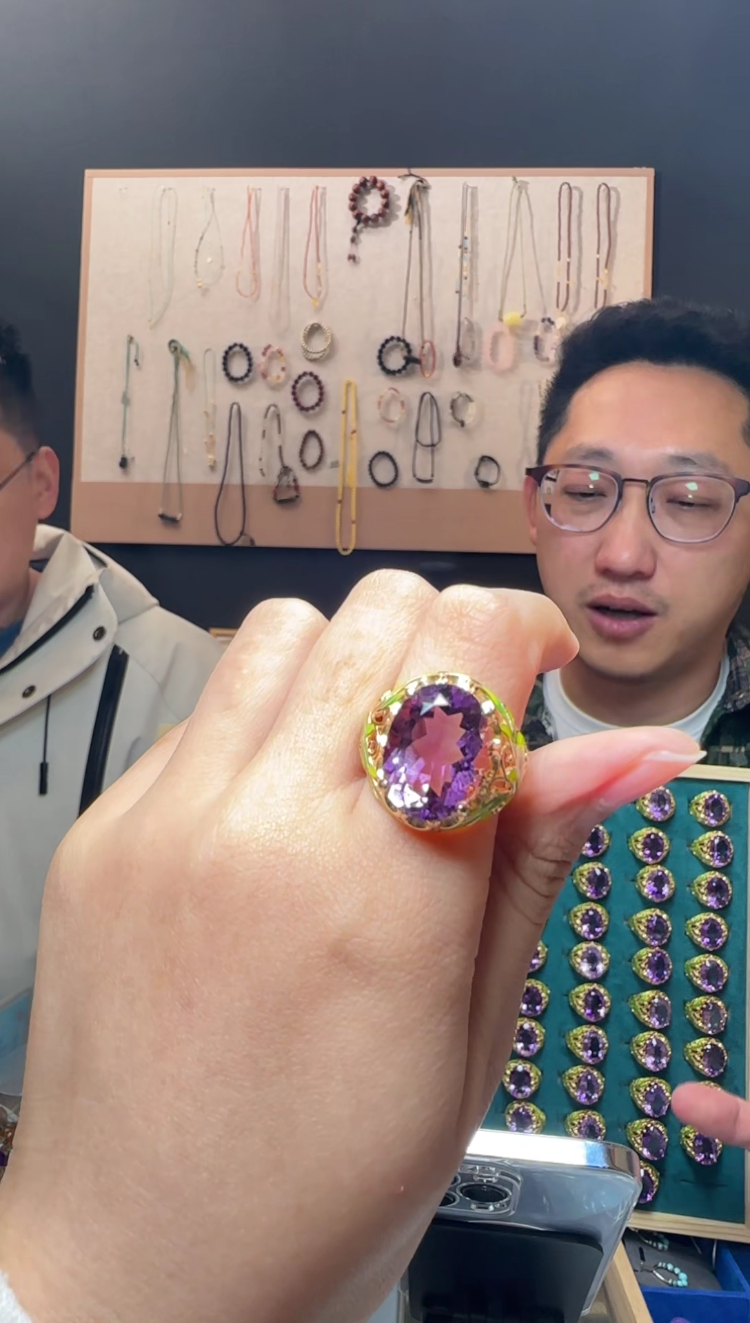 【闪购商品】紫晶戒指银S925镶嵌12*16mm高品质紫水晶刻面活口戒