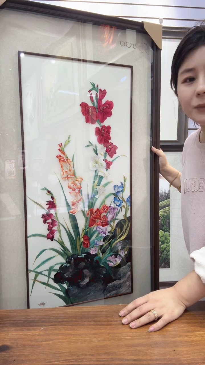 横款刺绣非遗苏绣手工工艺品挂画