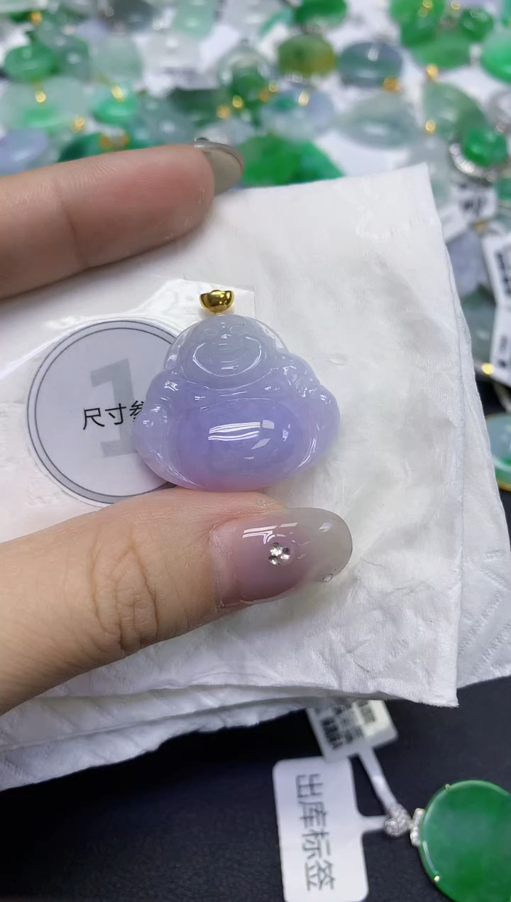 颈饰18K金镶嵌翡翠天然缅甸翡翠A货百元以上9元证书费自理