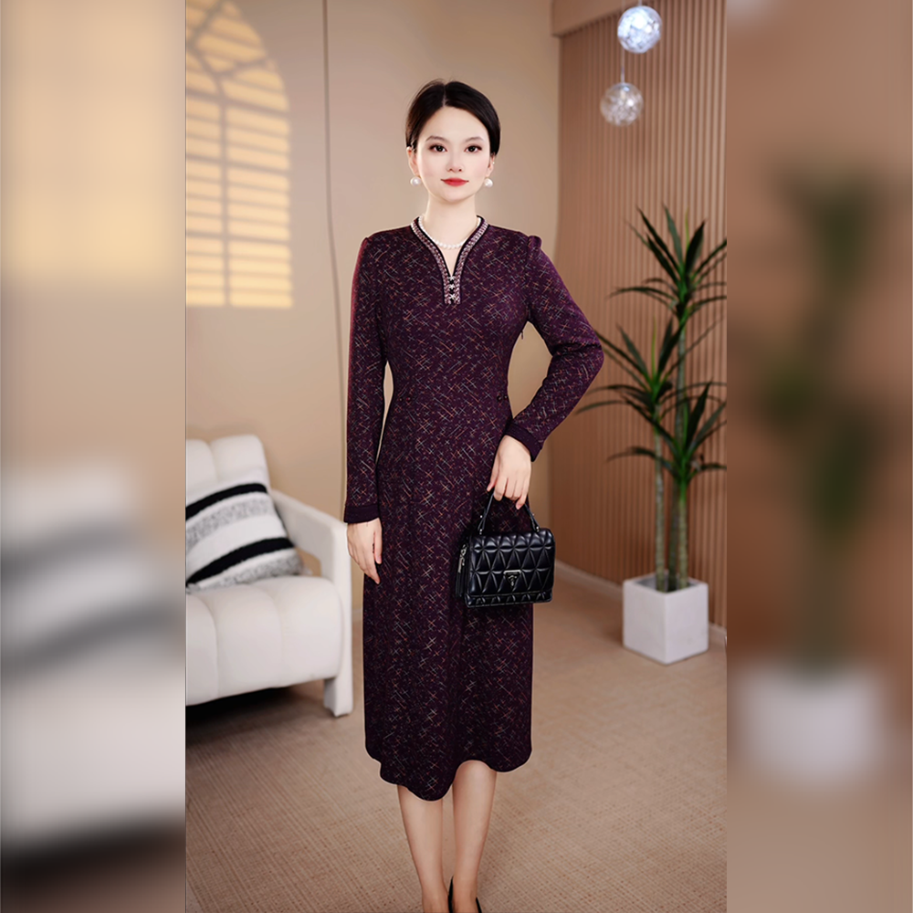 2025提花时尚复古显瘦优雅减龄遮肉气质改良旗袍女长袖连衣裙长袖
