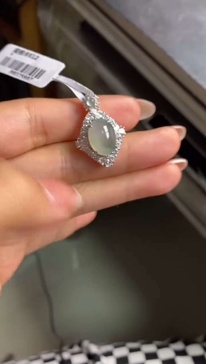 银S925镶嵌戒指翡翠天然A货翡翠