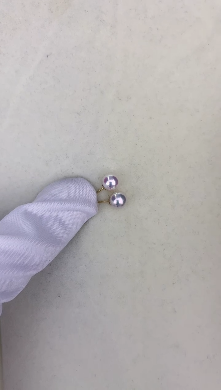 18K金镶嵌DA海水珍珠 6-7 耳钉 GD003