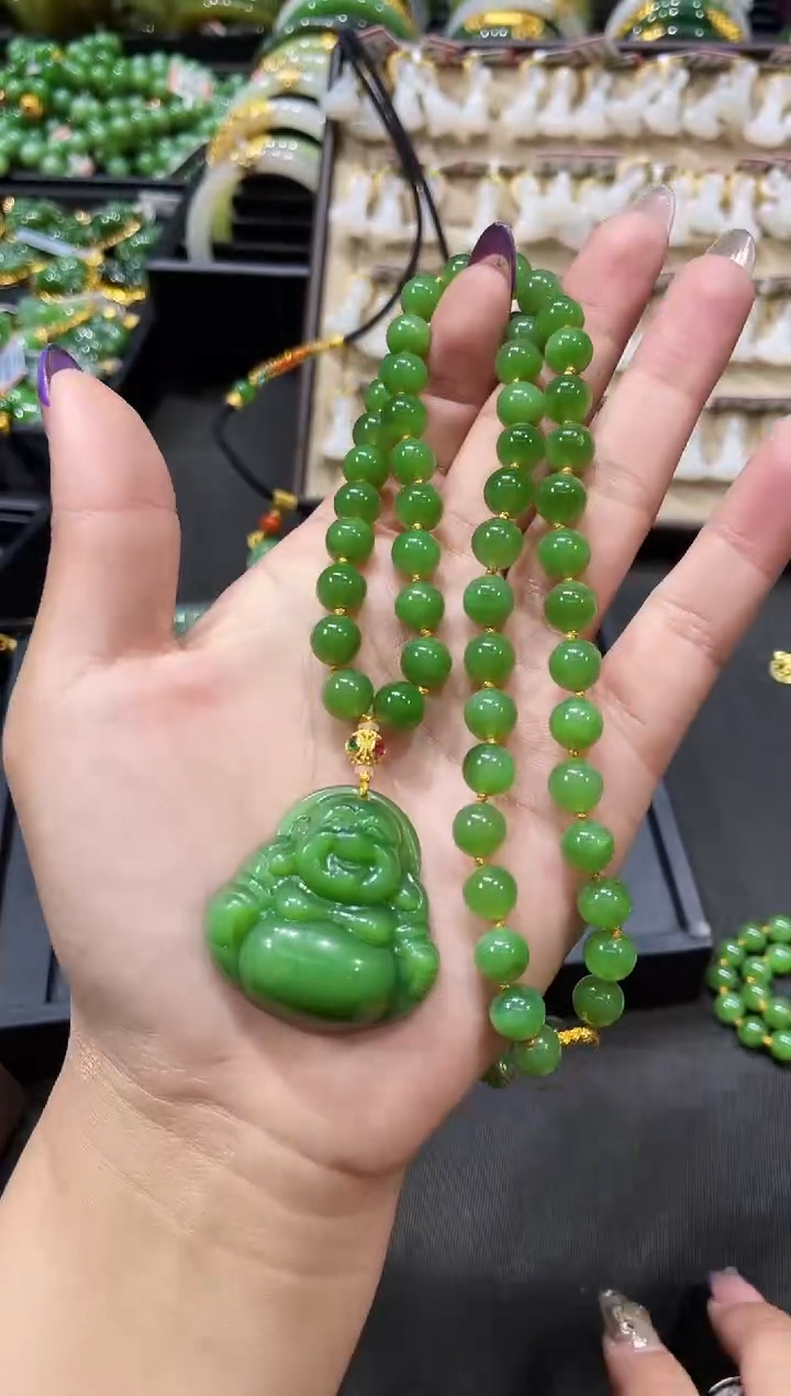 【闪购商品】和田玉套链18K金镶嵌多样性发一