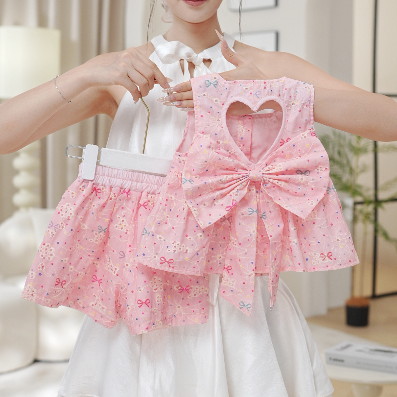 【现货】2025夏季女童粉色无袖上衣短裤透气款套装两件套SA30356