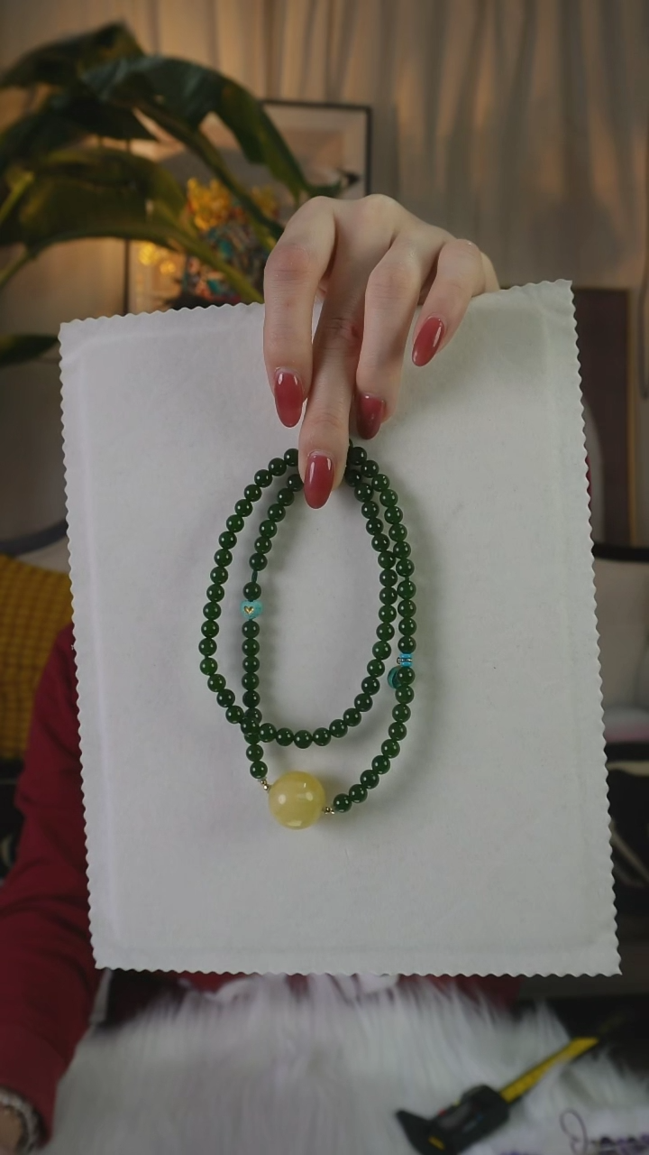 【闪购商品】和田玉（碧玉）颈饰未镶嵌碧玉蜜蜡毛衣链