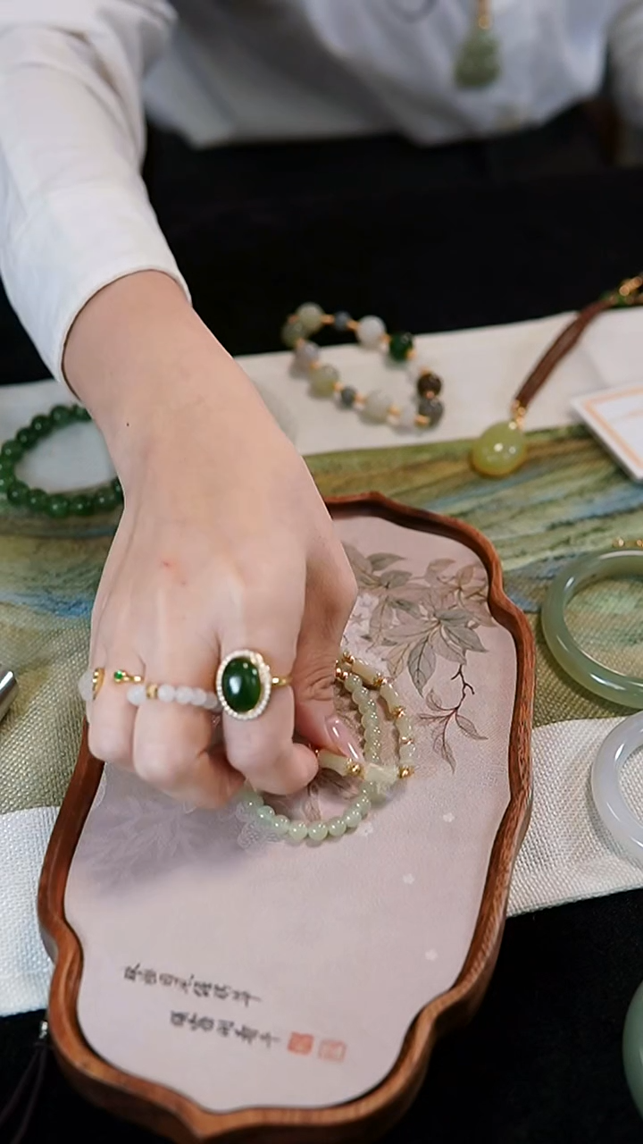 银S925镀金镶嵌手链和田玉YDY