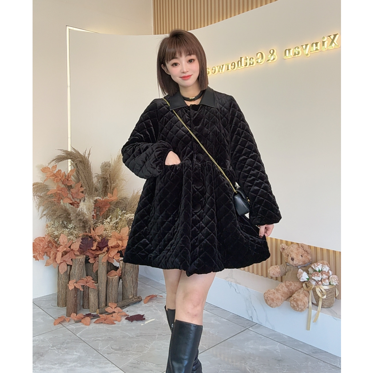 【鑫焱甄选】2025新款欧货丝绒加棉宽松外套显瘦洋气高贵