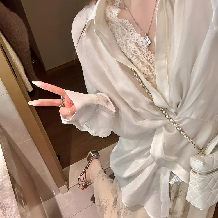 扭结防晒衬衫女夏季新款高级休闲慵懒风外套