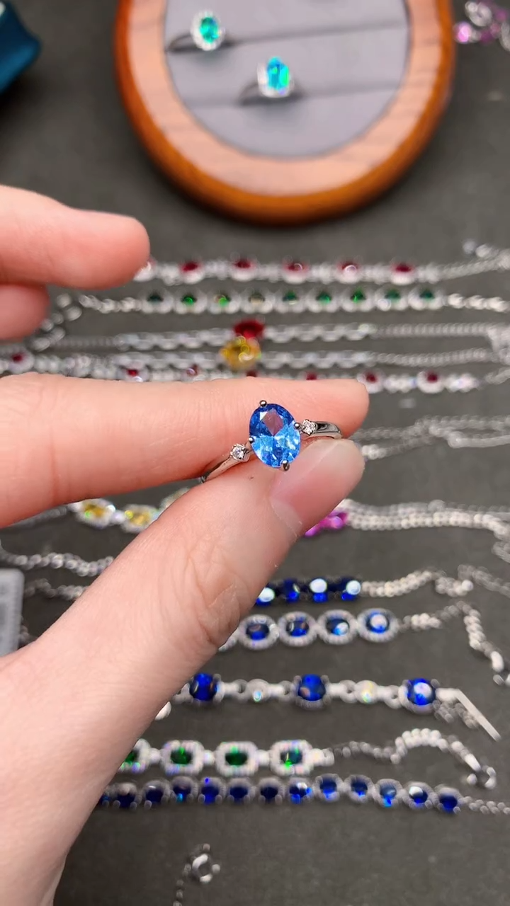 【闪购商品】海蓝宝石戒圈银S925镶嵌......