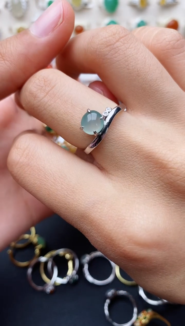 【闪购商品】翡翠戒指银S925镶嵌缅甸翡翠