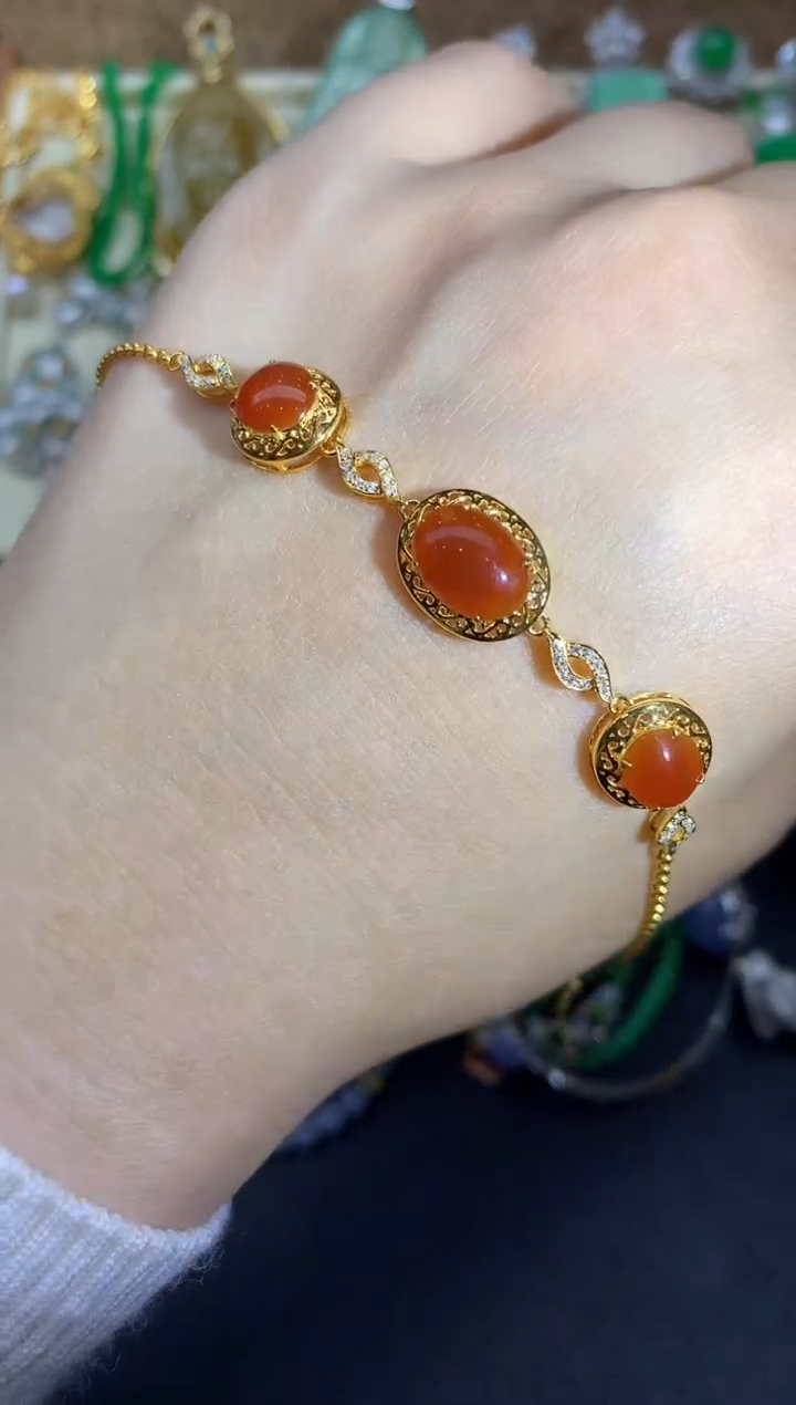 【闪购商品】翡翠手链18K金镶嵌80中国好珍宝