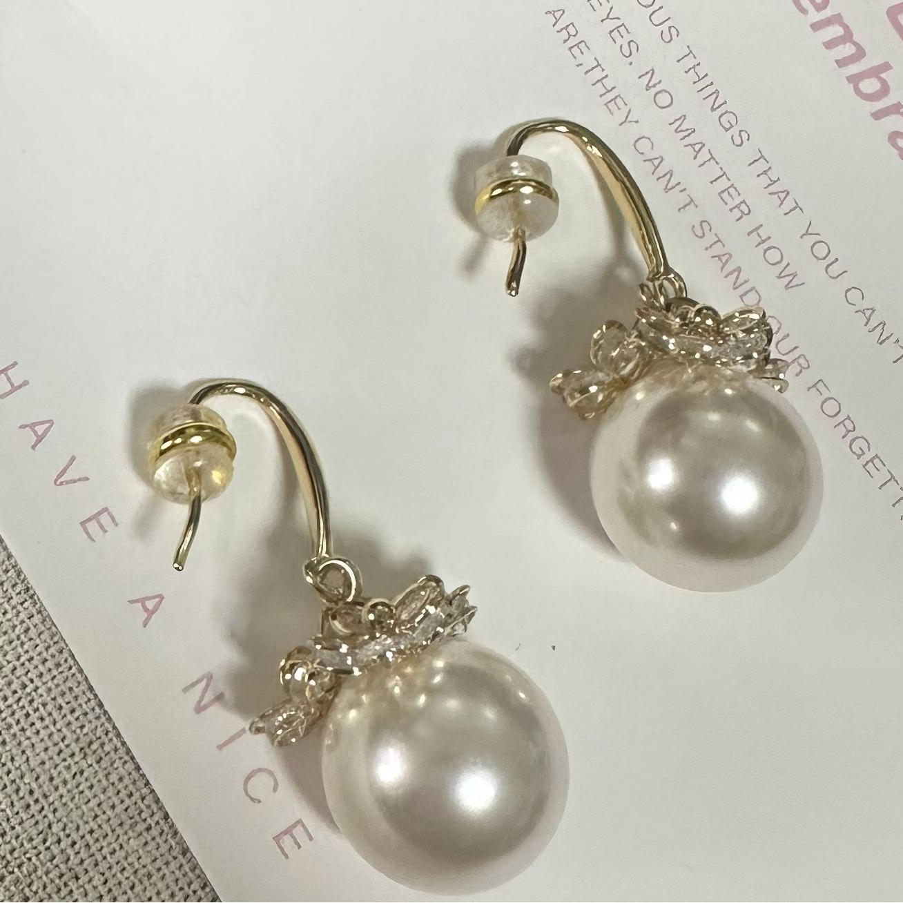 铜合金仿珍珠耳饰 【珠落繁花】法式复古宫廷感耳环温柔优雅女饰品