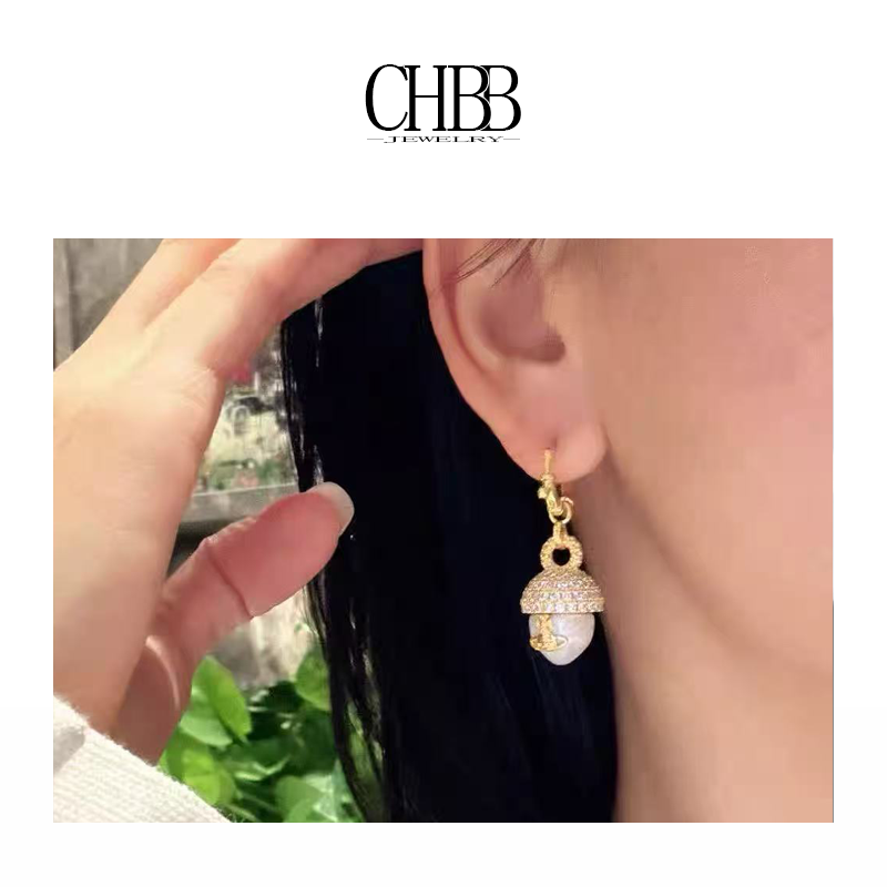 橙画 合金耳饰 一对松果 镶嵌男女款