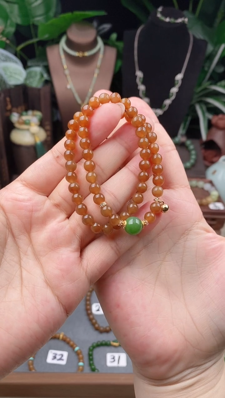 【闪购商品】和田玉（糖玉）手链未镶嵌精品6m新疆且末糖玉双圈手串