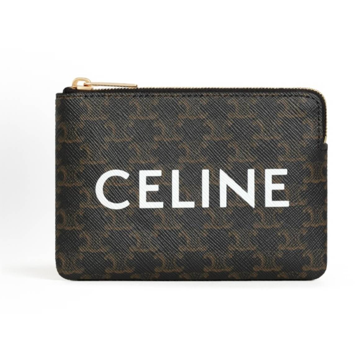未使用 Celine/思琳 小花攀攀标志印花零钱卡包 黑色 
