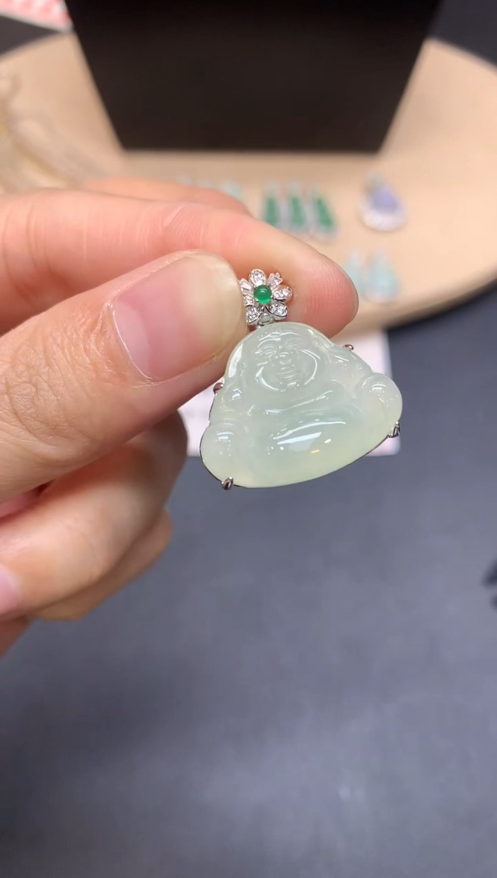 【闪购商品】翡翠戒指银S925镶嵌佛公【多样性发其一】