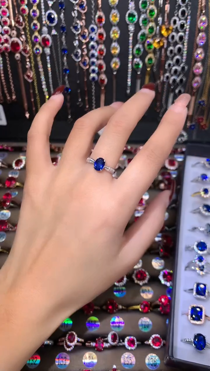 【闪购商品】蓝宝石戒指银S925镶嵌银色6.8