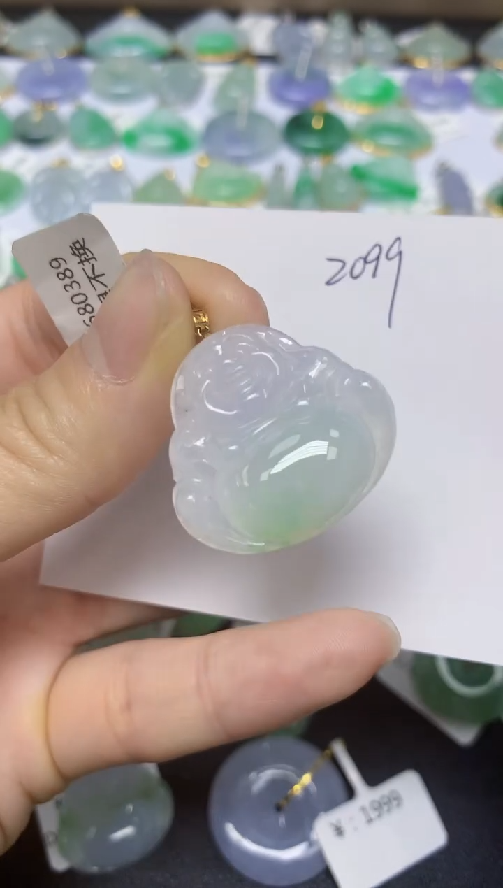 【闪购商品】翡翠18K金镶嵌挂件天然翡翠A货