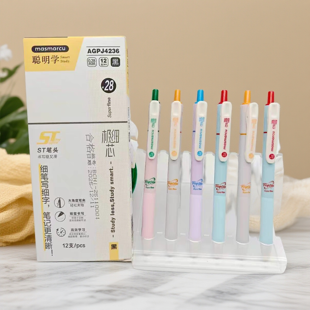 晨光J 4236聪明学masmarcu按动速干中性笔黑色ST头0.28mm作业笔