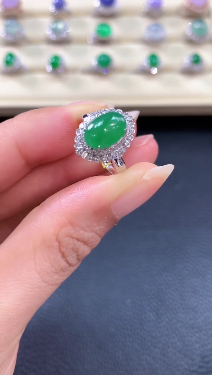【闪购商品】翡翠戒指18K金镶嵌b96       