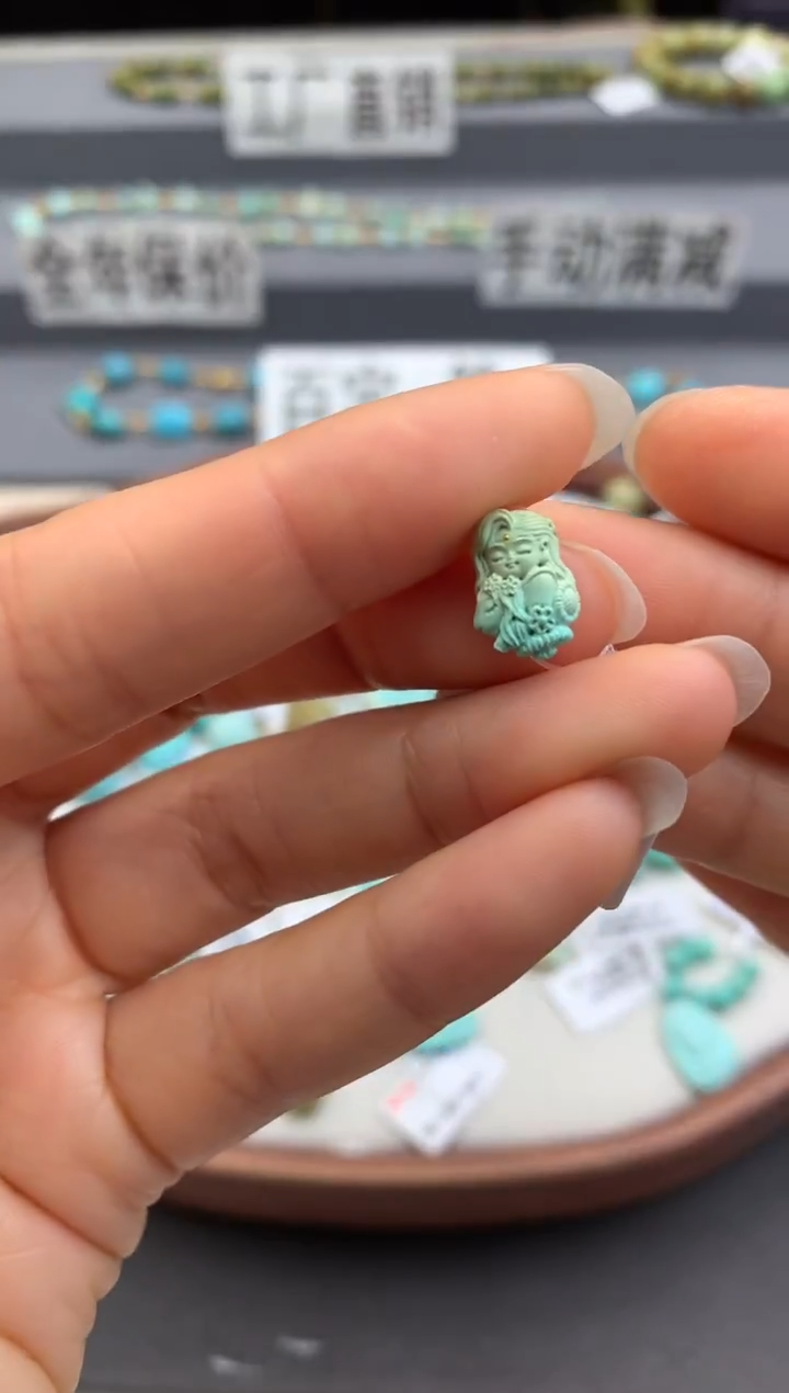 未镶嵌绿松石精工雕刻茜.G59