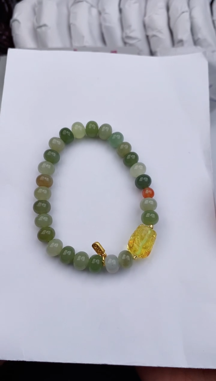 【闪购商品】和田玉手串未镶嵌033微色差T多宝