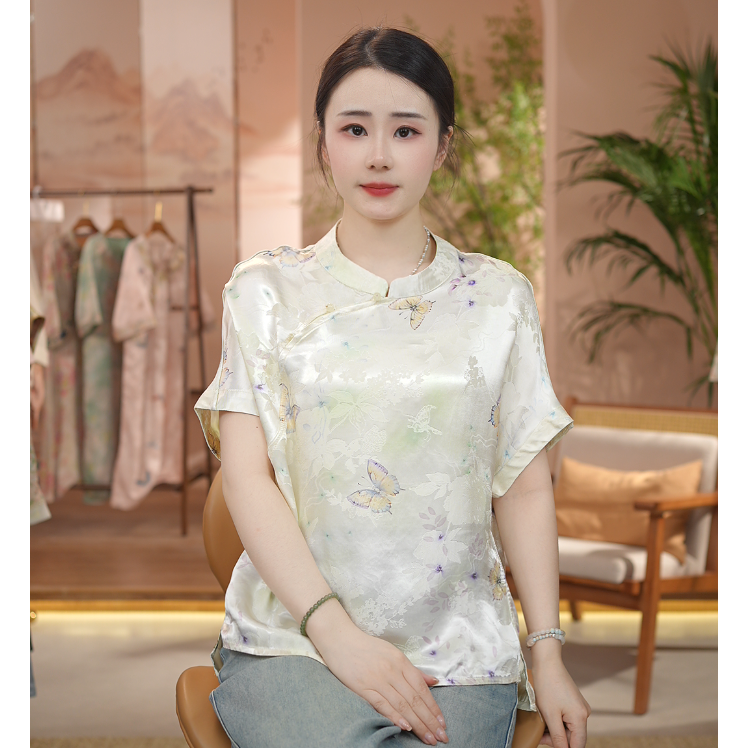 《 兰花蝶梦-短袖》新中式提花国风时尚休闲防晒透气短袖上衣