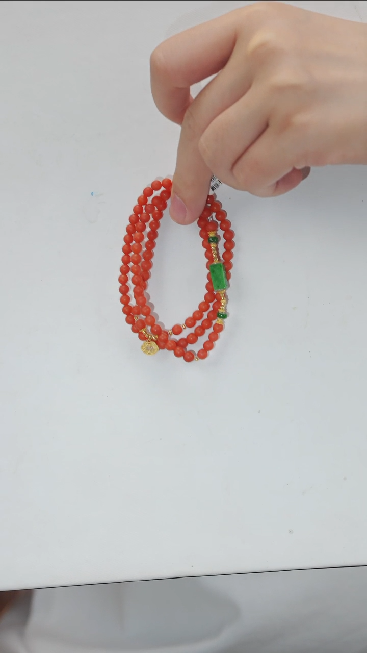 手串18K金镶嵌南红玛瑙手串