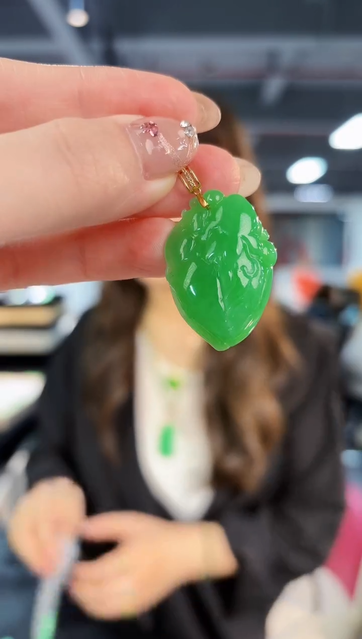 【闪购商品】翡翠颈饰18K金镶嵌缅料A货/支持复检/一件