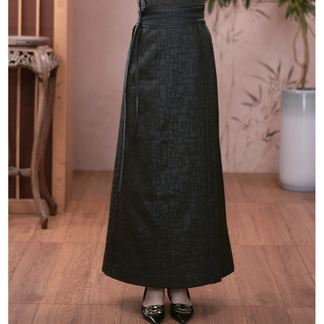 【二十四慢】柞蚕丝香云纱如意回形纹女士裹裙休闲百搭时尚