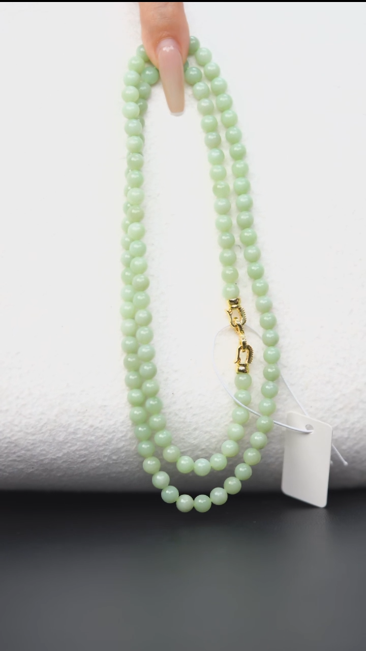 项链未镶嵌和田玉HF70040黑羊洞薄荷奶绿项链